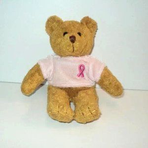 Breast Cancer Bear Avon 2001 Plush 7" Plush Pink Velvet Shirt Awareness Survivor